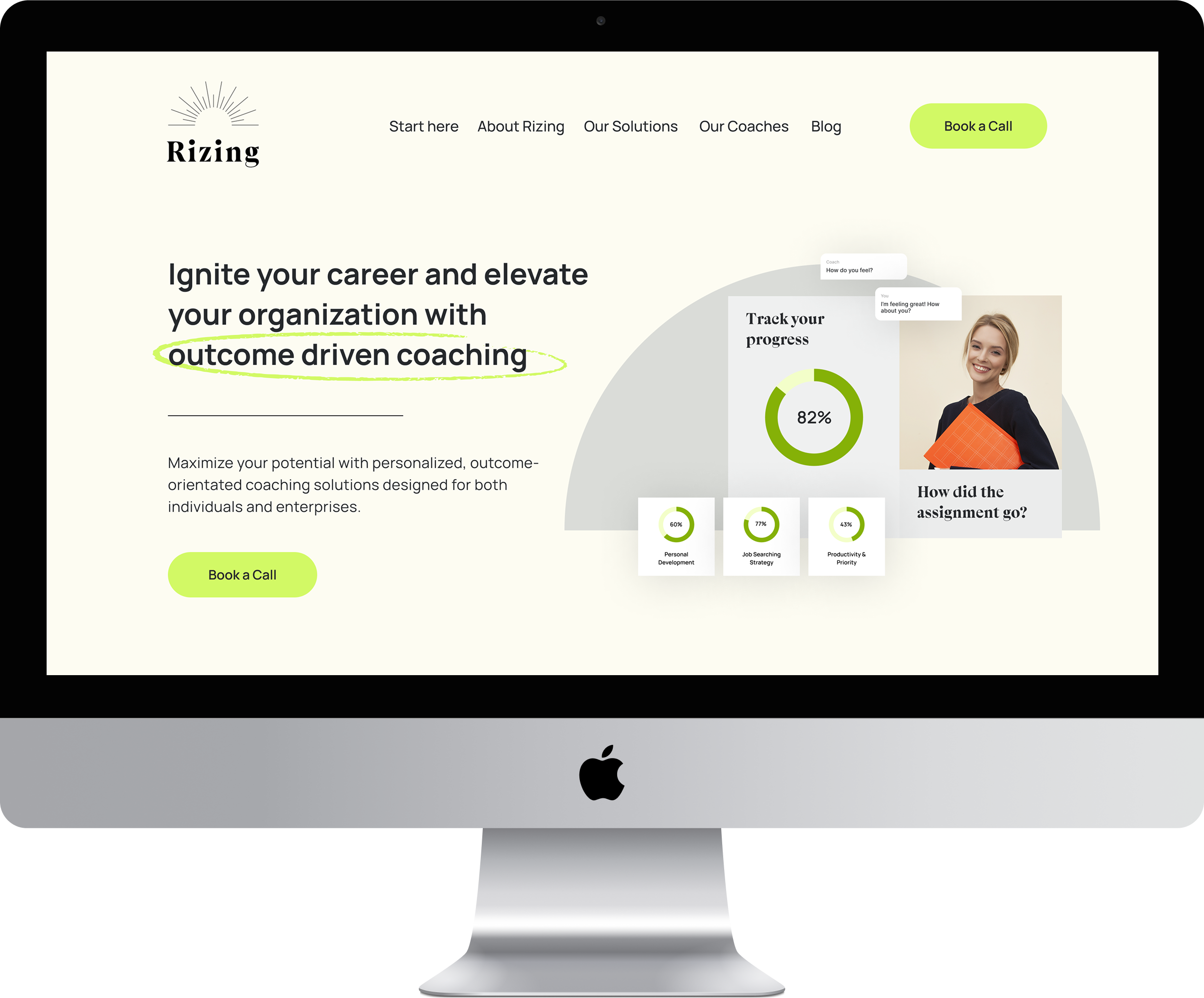 Rizing website — outcome-driven coaching